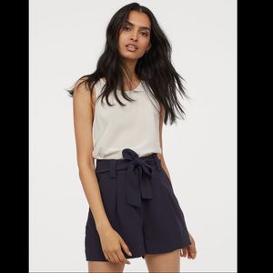 H&M Black high waisted shorts with tie belt